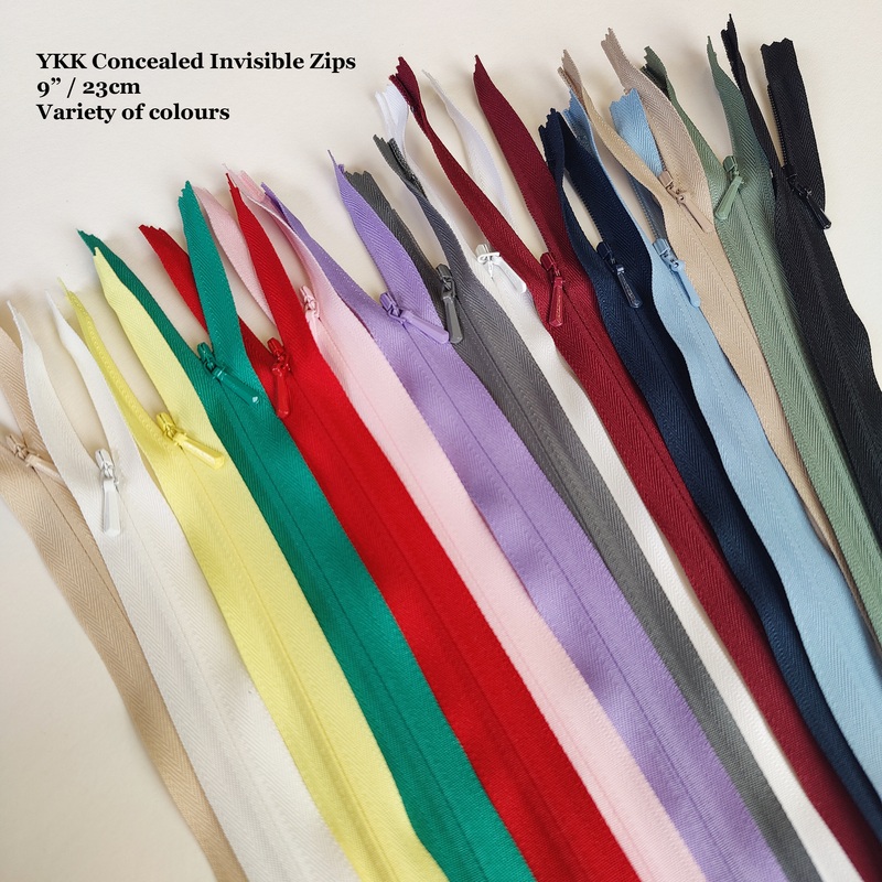 YKK Concealed Invisible Zip 23cm / 9inch Variety of Colours Red