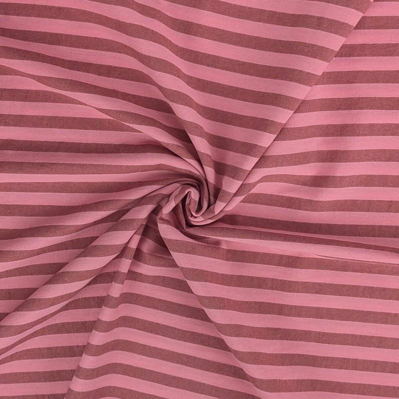Yarn Dyed Washed Cotton – Stripe – Coral Pink + Brown