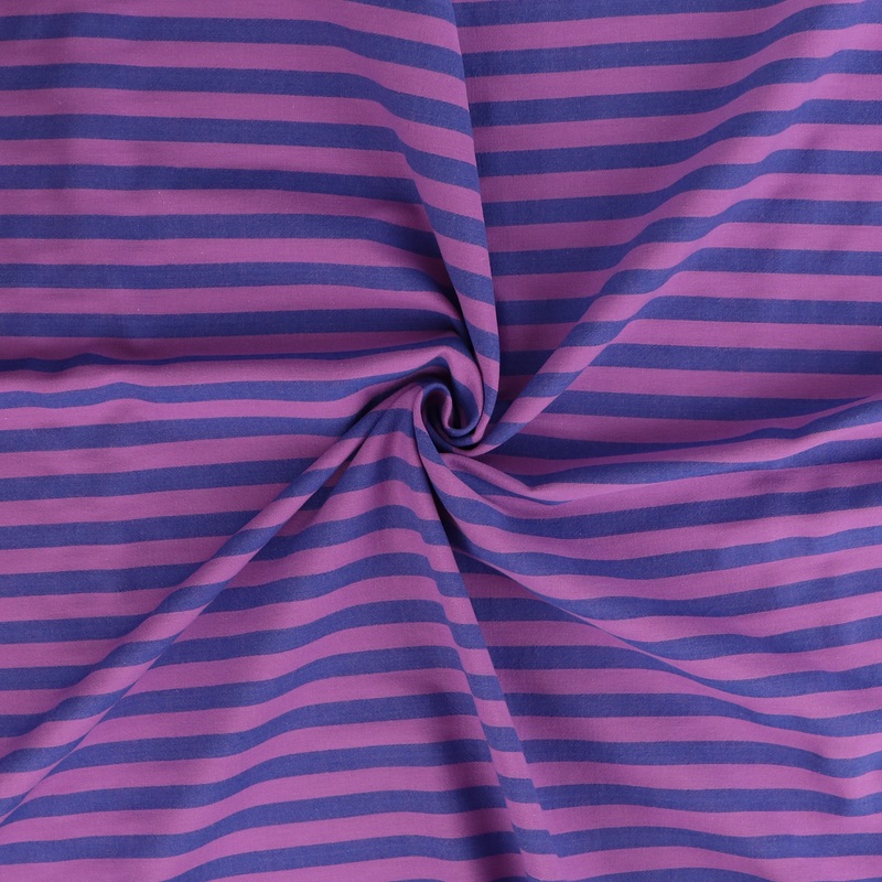 Yarn Dyed Washed Cotton – Stripe – Purple + Blue