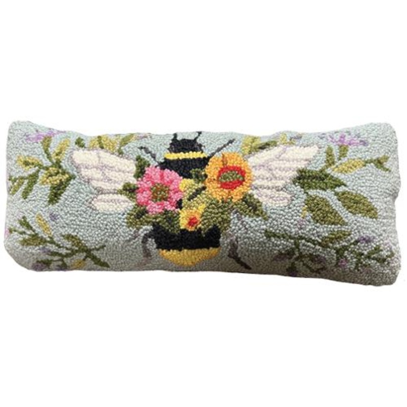 Wool Hook Pillow – Floral Bee Hive