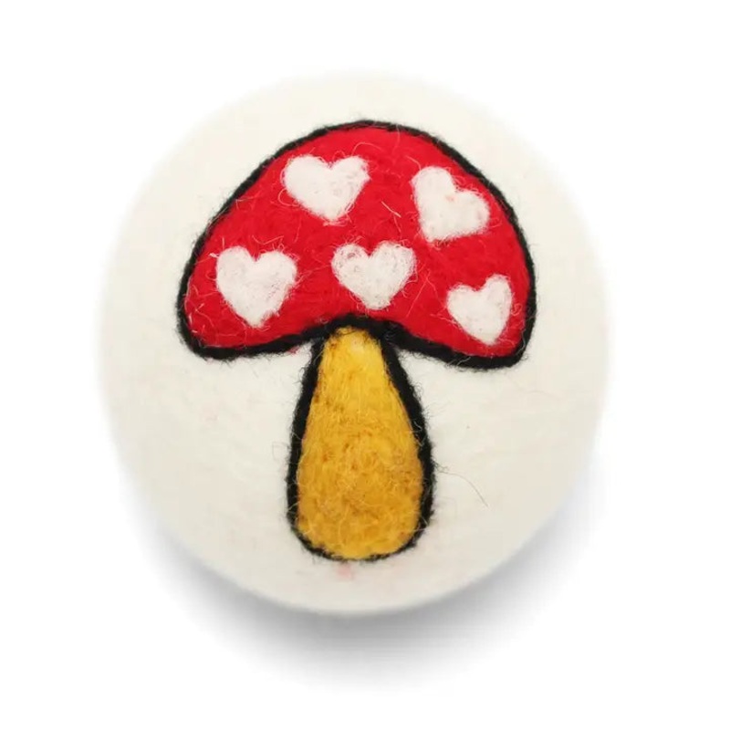 Wool Dryer Ball – Mushroom Hearts