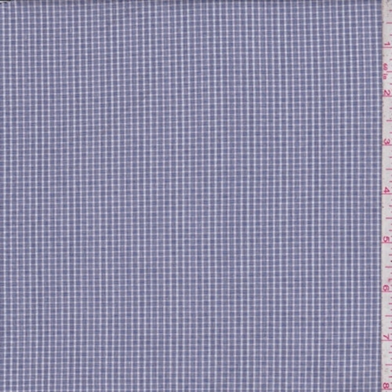 1 1/4 YD PC-Ink Blue Mini Check Shirting Fabric