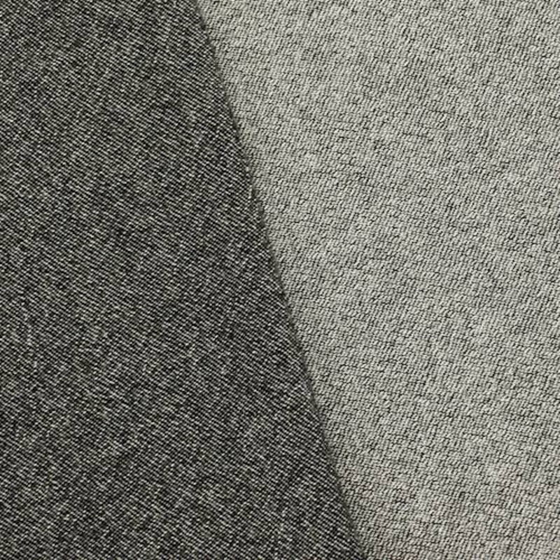 1 1/8 YD PC-Black/White Wool Blend Textured Twill Jacketing Fabric