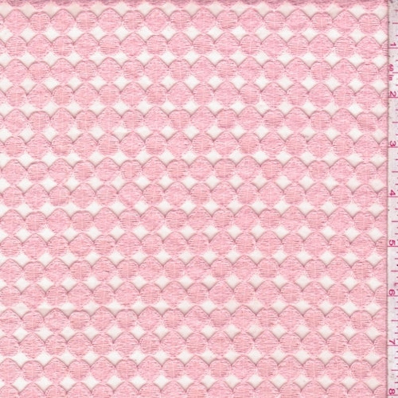 1 3/4 YD PC-Blush Pink Embroidered Geo Organza Fabric