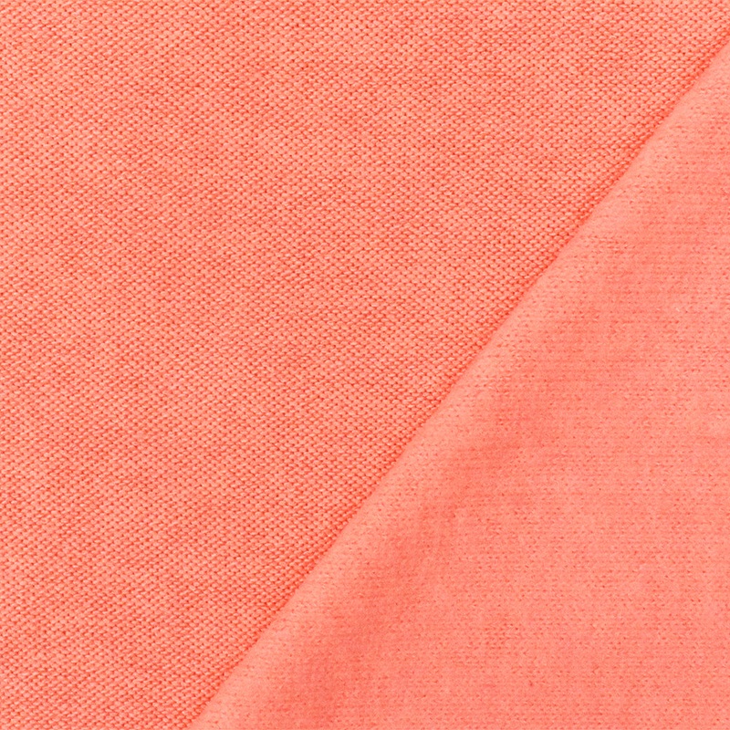 1 7/8 YD PC-Neon Orange Solid Stretch Poly Blend Brushed Face Jersey Knit Fabric