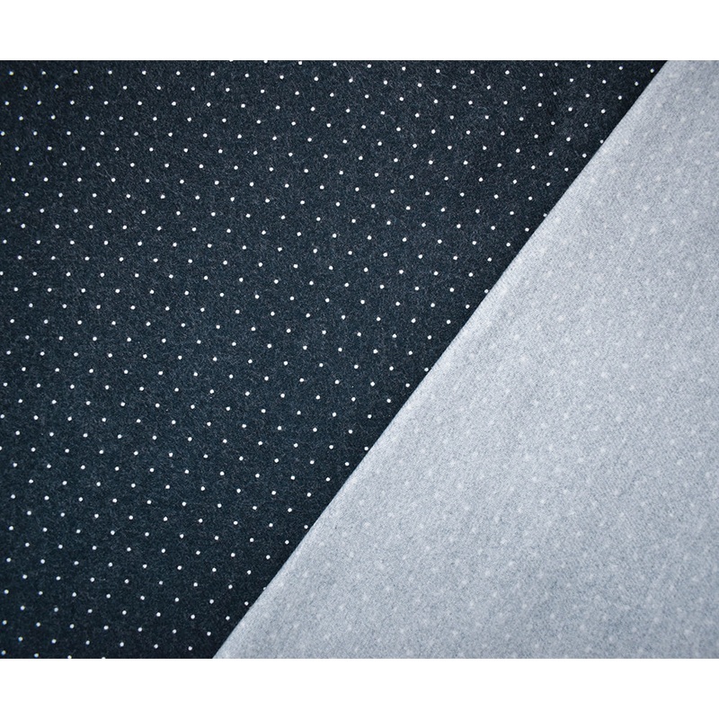 Deep Navy Japanese Cotton Dot Printed Brushed Face Flannel Twill Woven Fabric