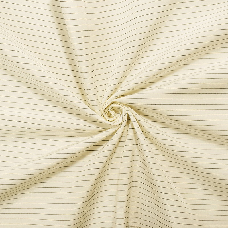 Light Ivory-Black Rayon Japanese Horizontal Pinstripe Lawn Woven Fabric