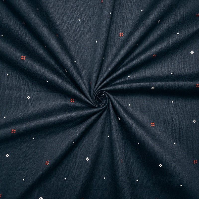Navy-Red-White Japanese Cotton Micro Diamond Printed Sateen Woven Fabric