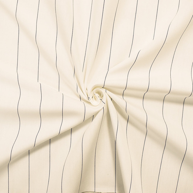 Off-White-Navy Rayon-Cotton Japanese Vertical Stripe Woven Shirting Fabric