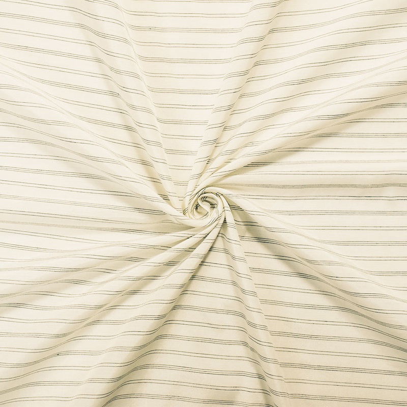 White-Black Rayon Japanese Horizontal Pinstripe Lawn Woven Fabric