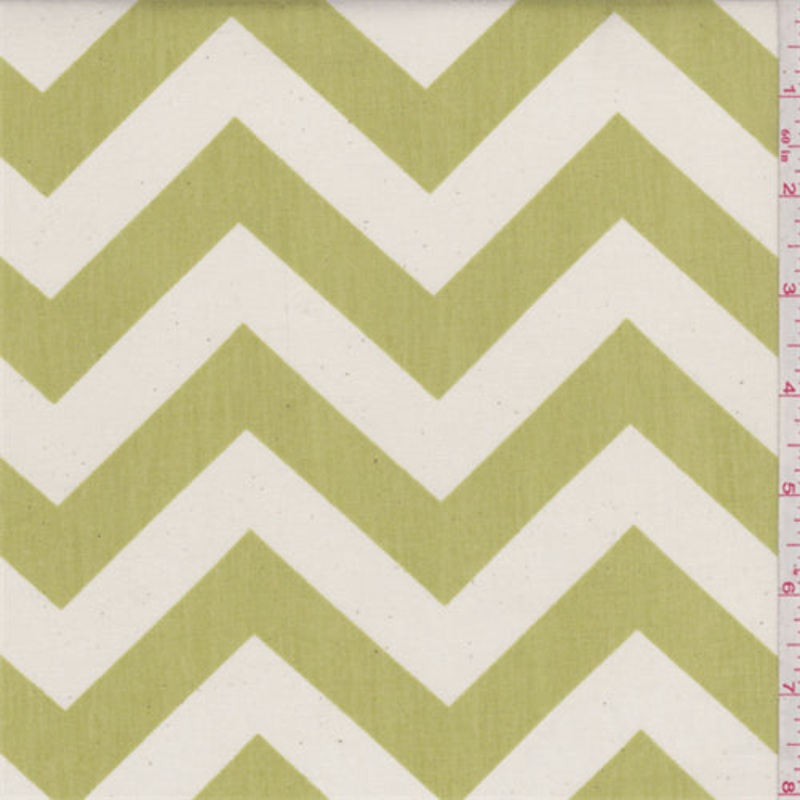 Zig Zag Chartreuse Green Poplin Fabric