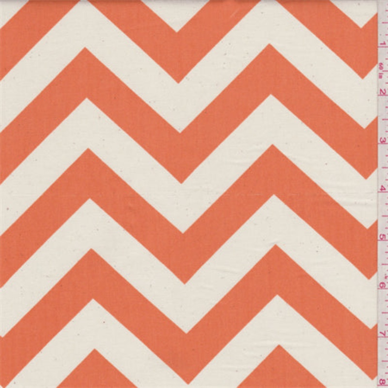 Zig Zag Orange/Ivory Poplin Fabric