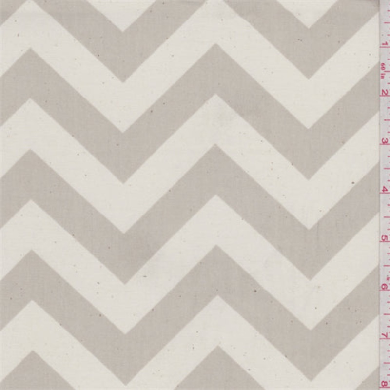 Zig Zag Tan/Ivory Poplin Fabric