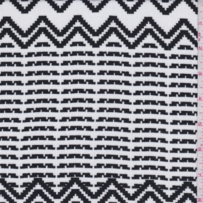 1 YD PC-White/Black Pixelated Stripe Crepe Fabric