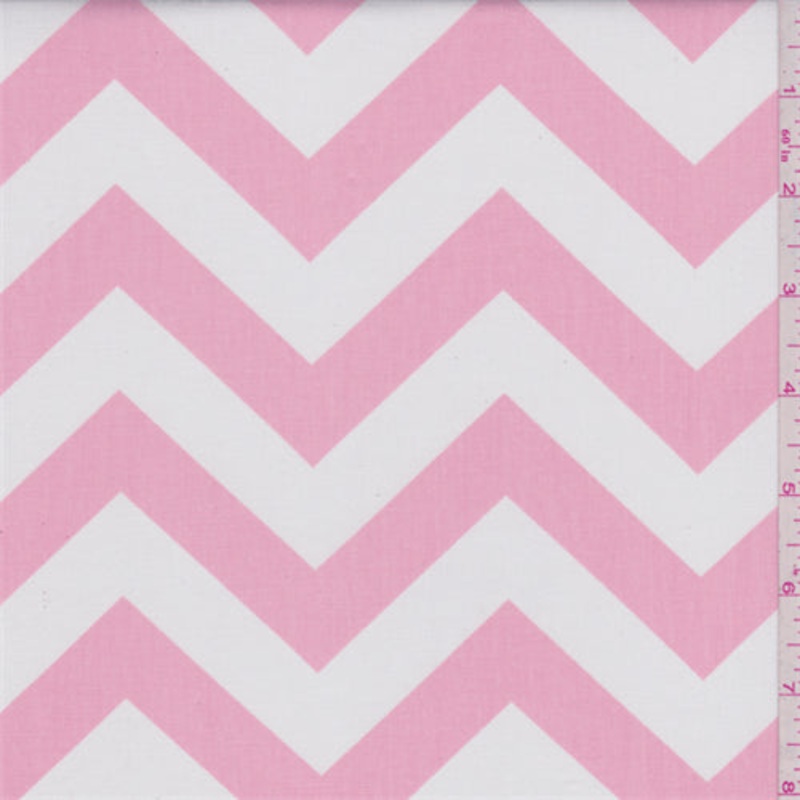 Zig Zag Coral Pink Poplin Fabric