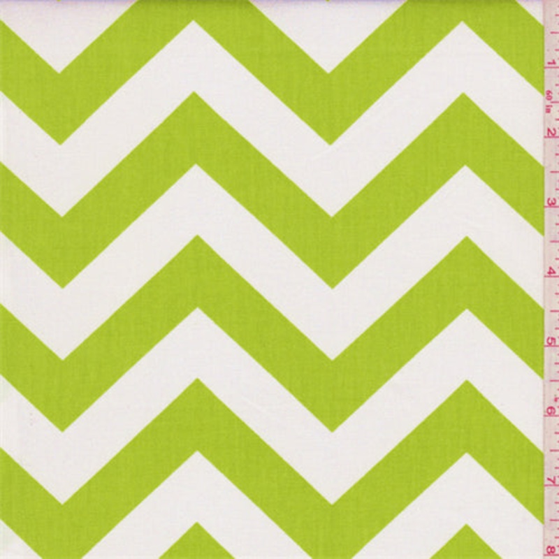 Zig Zag Lime Green Poplin Fabric