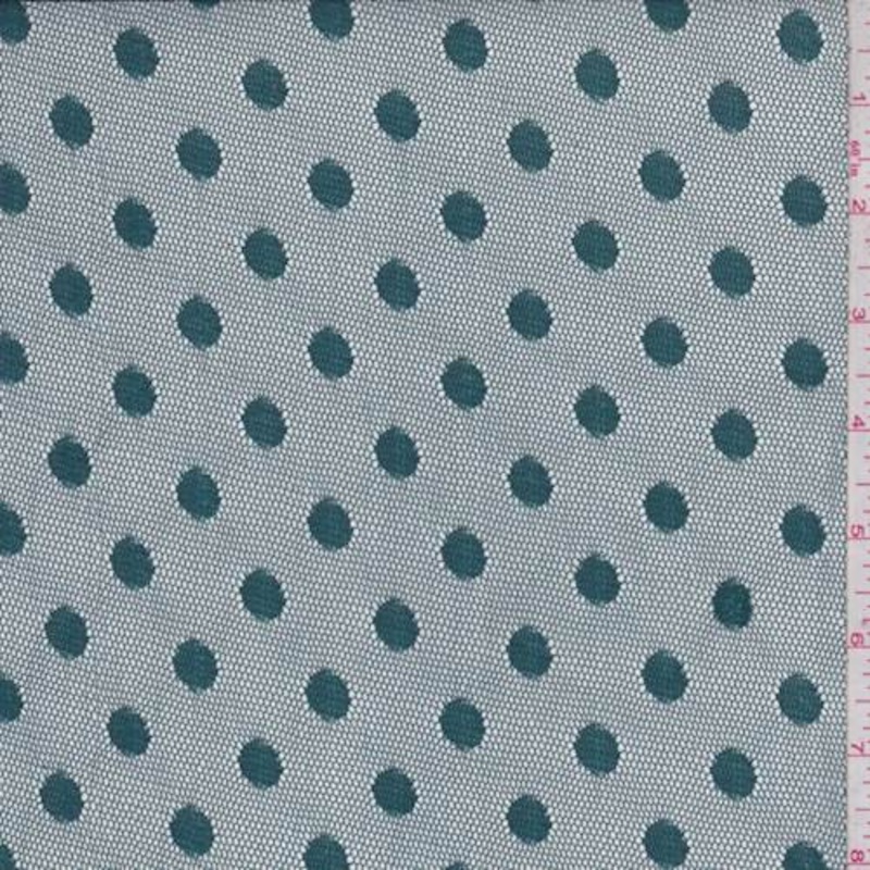 1 1/4 YD PC-Dark Teal Polka Dot Mesh Fabric