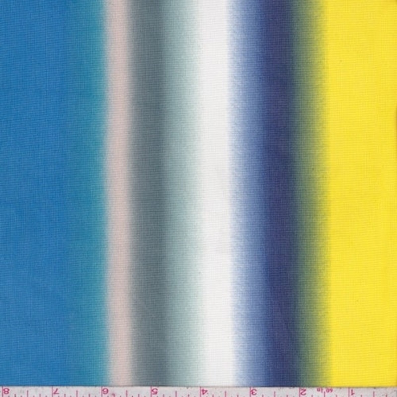 Aqua/Yellow/White Multi Airbrush Stripe Power Mesh Fabric