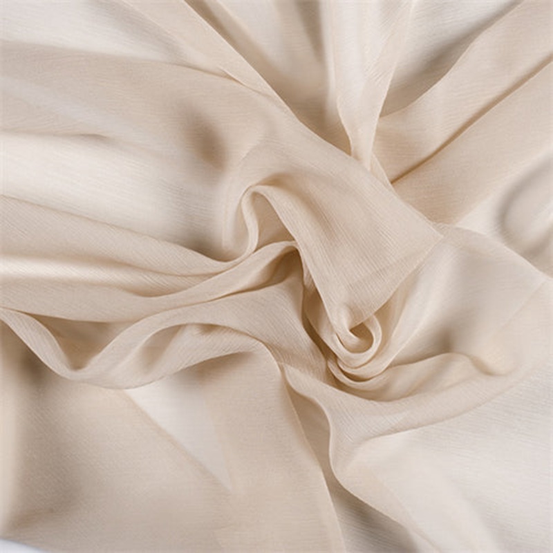 Runway Silks Beige Crinkled Silk Chiffon Fabric – Reorderable