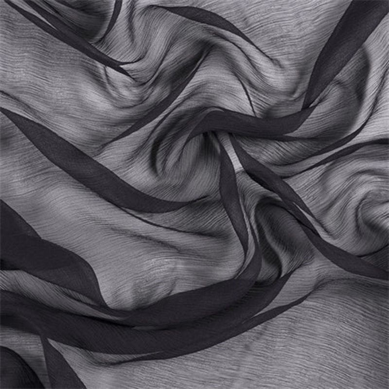 Runway Silks Black Crinkled Silk Chiffon Fabric – Reorderable