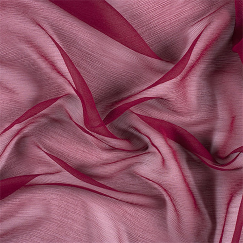 Runway Silks Burgundy Crinkled Silk Chiffon Fabric – Reorderable