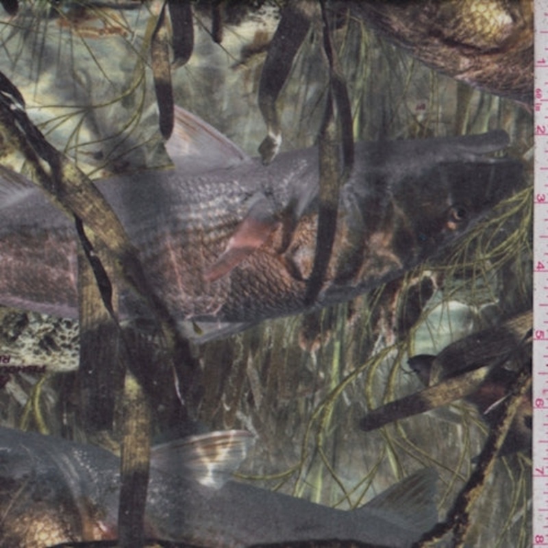 Algae Green Multi Redfish Camo Non Woven Fabric