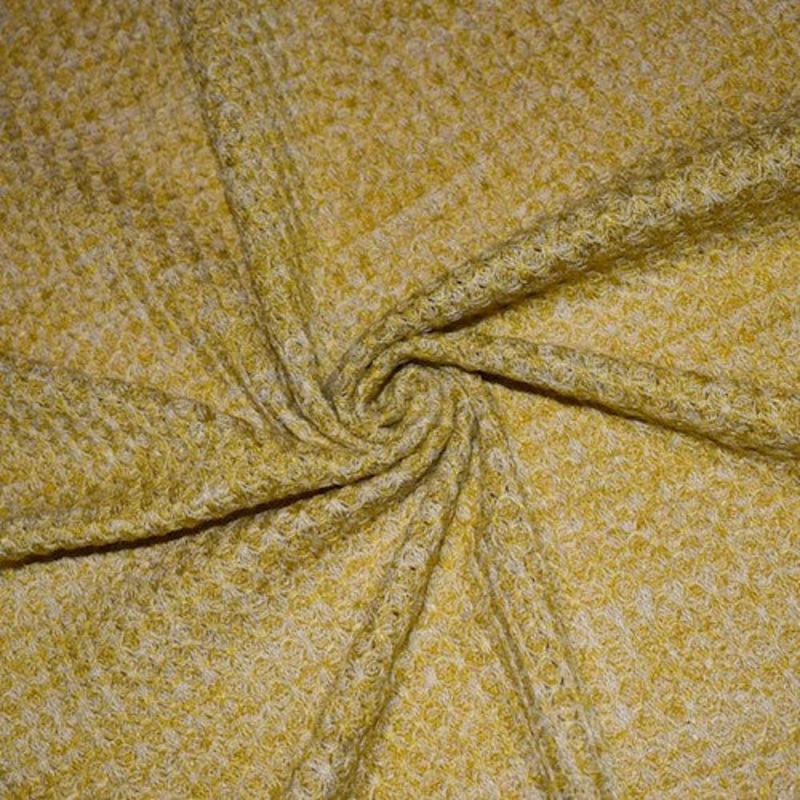 Antique Yellow/White Semi-Opaque Textured Pique Knit Fabric
