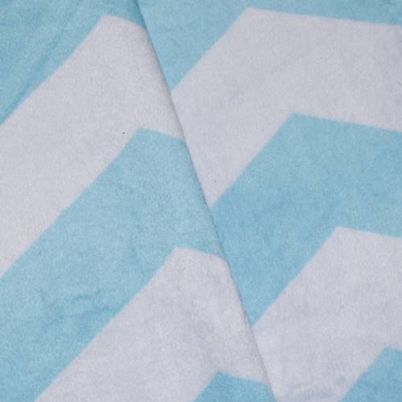 Aqua/Whisper Blue Chevron Printed Fleece Knit Fabric