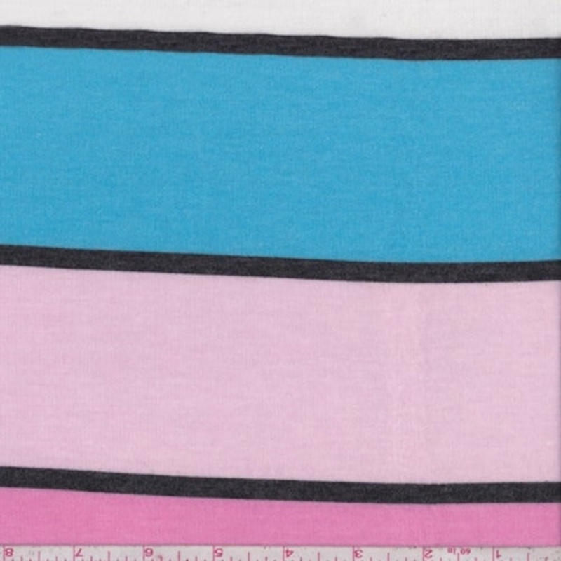 Aqua/Pink Stripe Baby French Terry Knit Fabric