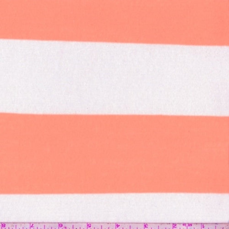 White/Day Glo Orange Stripe Jersey Knit Fabric