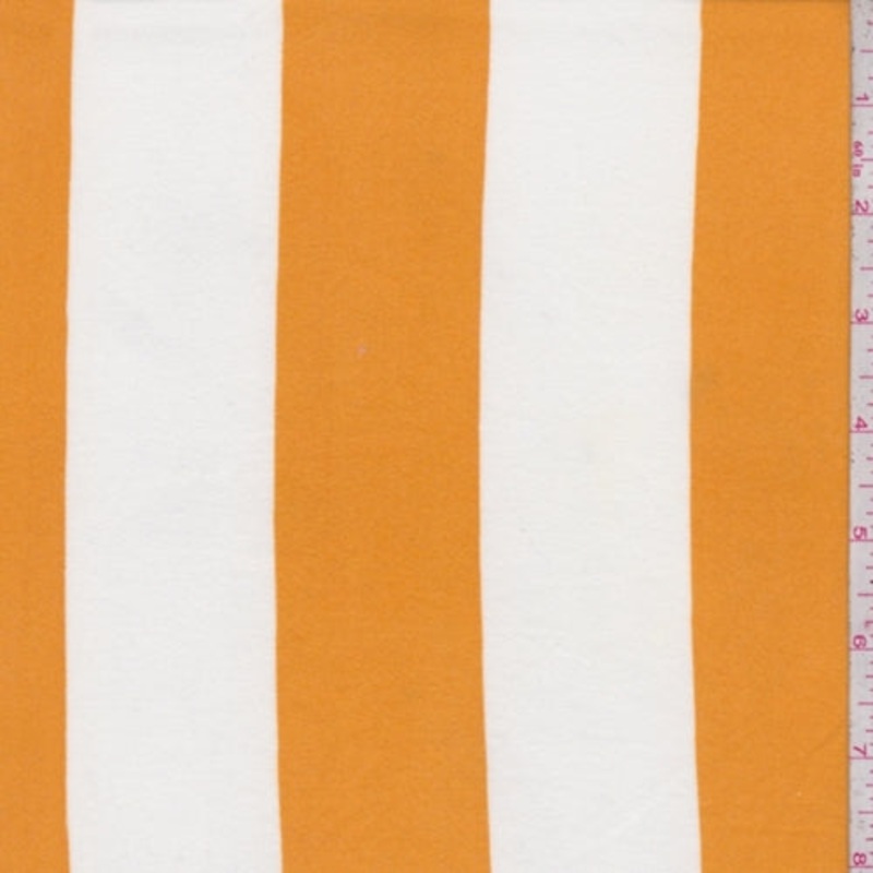 White/Marigold Stripe Double Brushed Jersey Knit Fabric