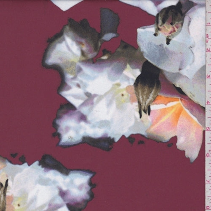 Berry Multi Blurred Floral Crepe Georgette Fabric