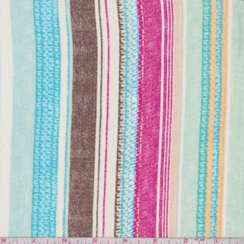 White/Turquoise/Mint Multi Stripe Rayon Challis Fabric