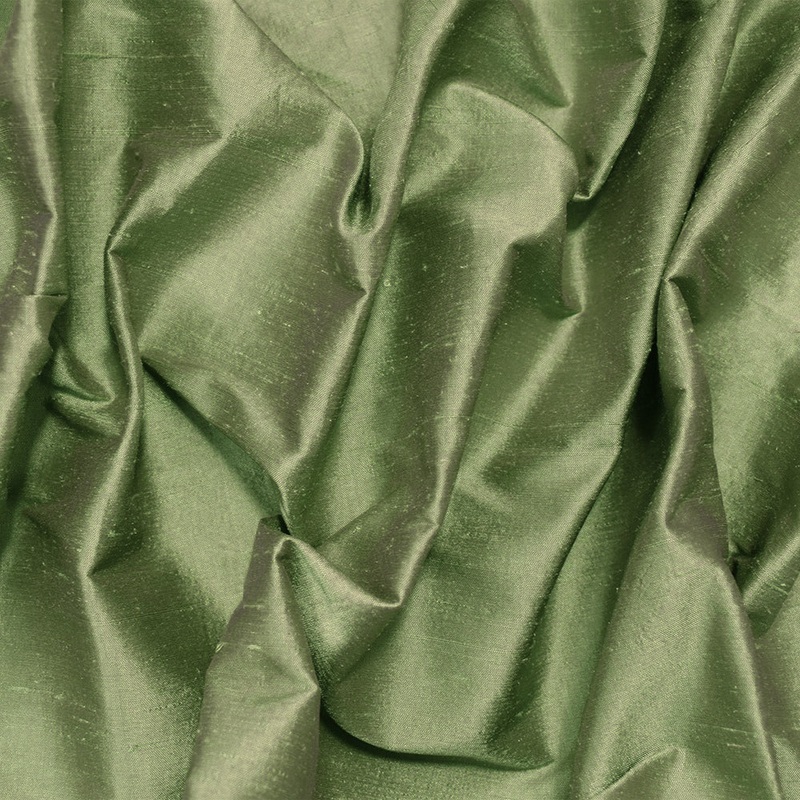 Aqua Mint Green-Brown Silk Iridescent Dupioni Woven Fabric