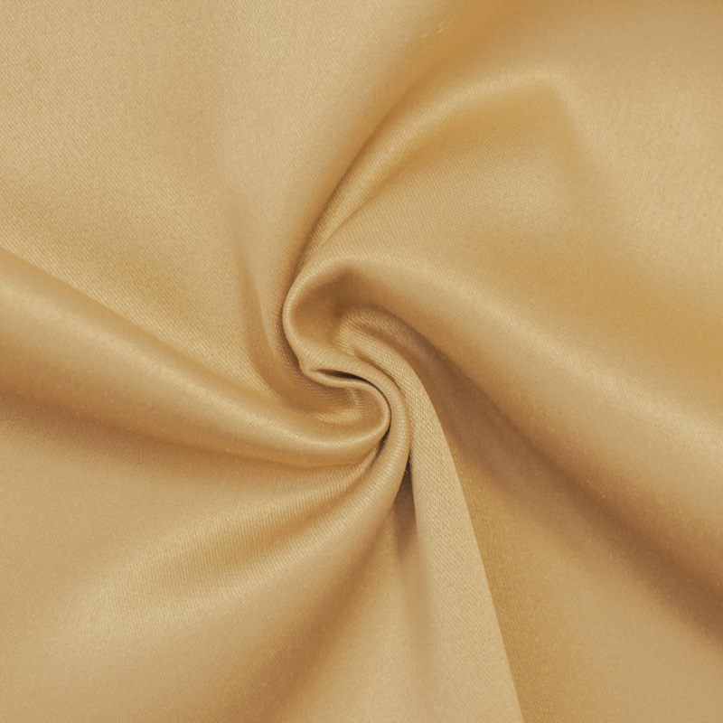 Beige Polyester Stretch Lamour Satin Woven Fabric