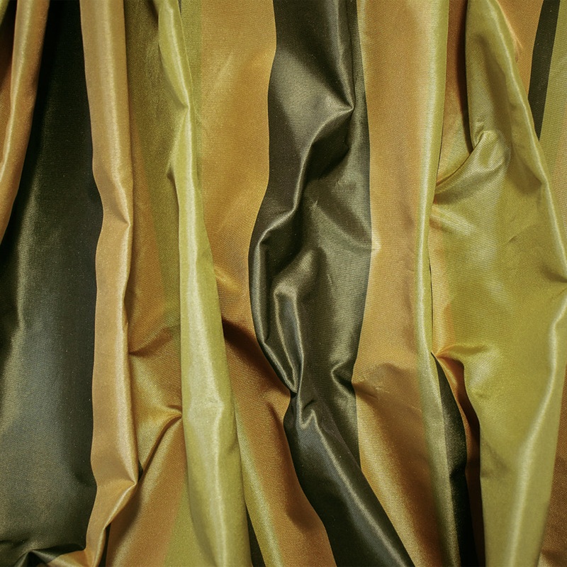 Yellow-Green-Multi Silk Iridescent Striped Taffeta Woven Fabric
