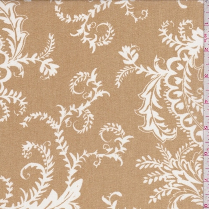 Antique Gold/White Paisley Chiffon Fabric