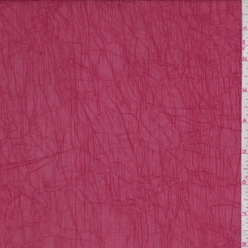 Berry Red Crinkled Chiffon Fabric