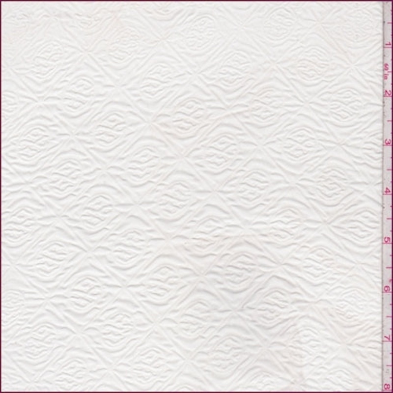 Winter White Deco Lattice Embossed Chiffon Fabric