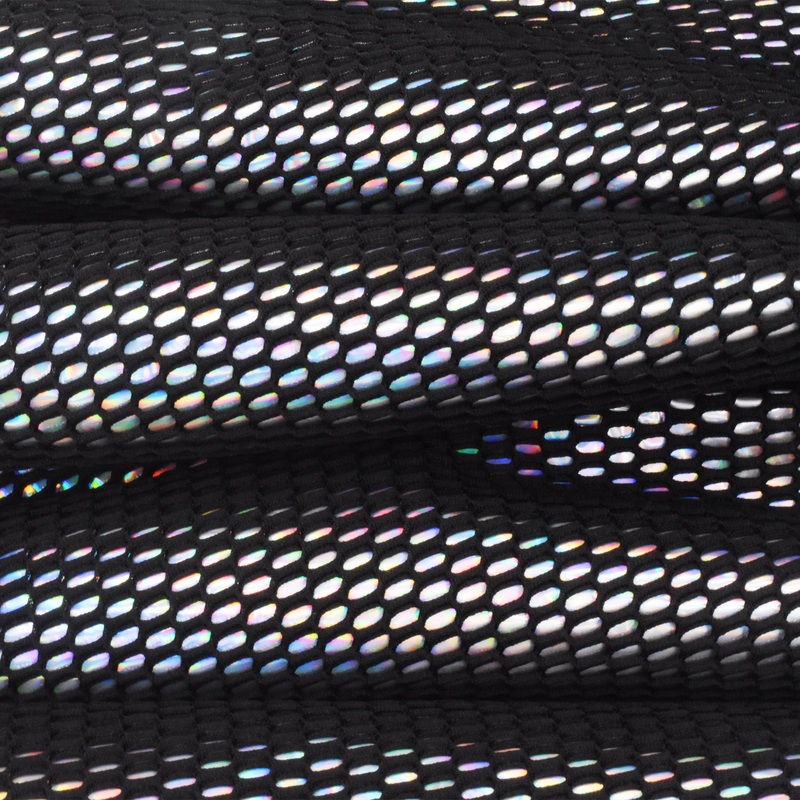 Basic Black-Iridescence Famous Maker Bonded Stiff 3D Mesh Fabric
