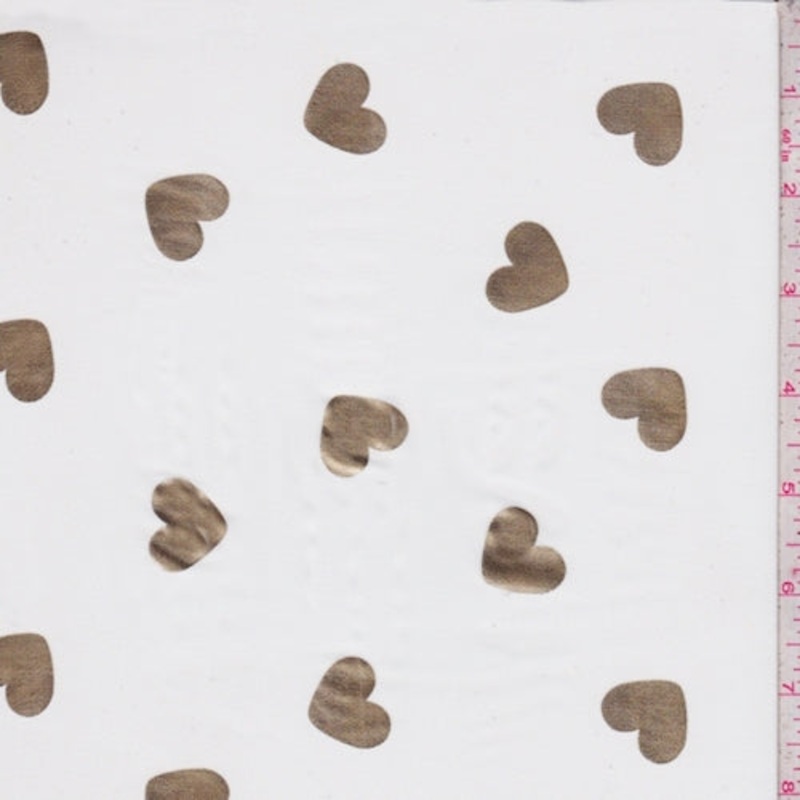 White/Gold Heart Georgette Fabric