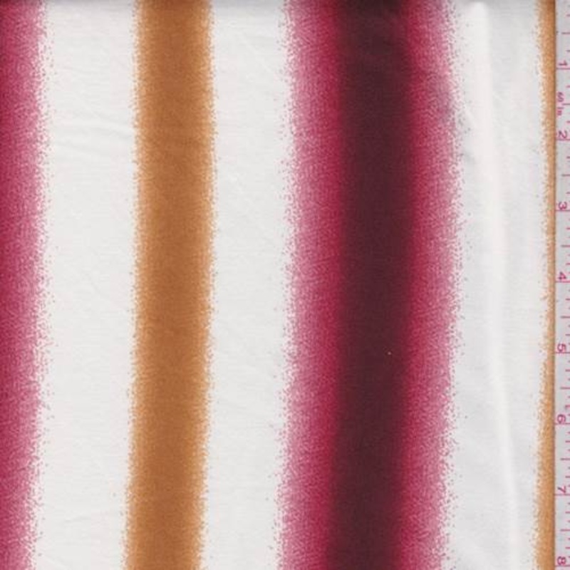 White/Maroon/Ochre Spray Stripe Double Brushed Jersey Knit Fabric