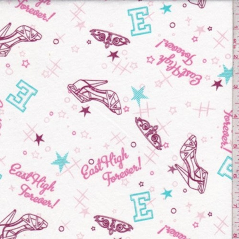 White/Mulberry High School Print Cotton Jersey Knit Fabric