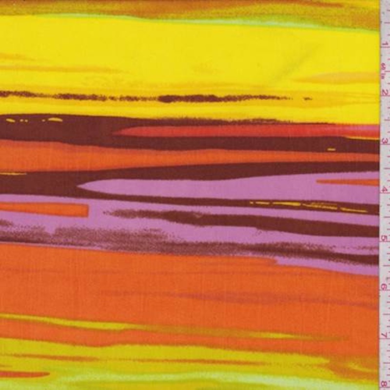 Yellow/Orange/Fuchsia Horizon Stripe Activewear Fabric