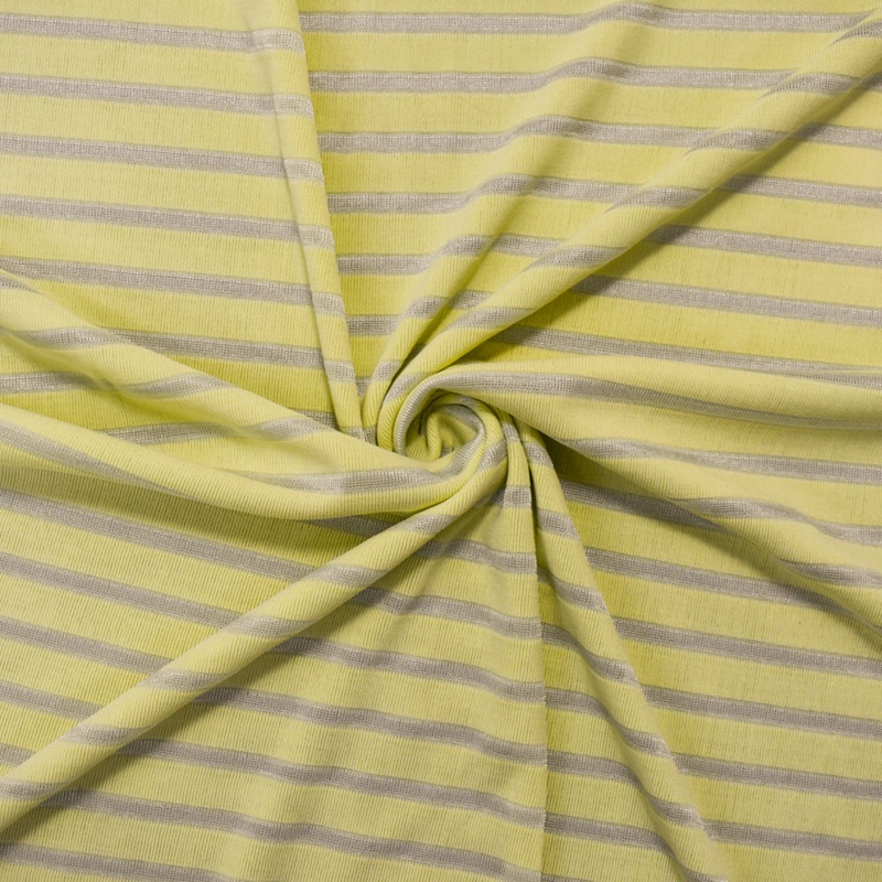 Yellow-Ivory Poly Stretch Spandex Horizontal Stripe Slinky Knit Fabric