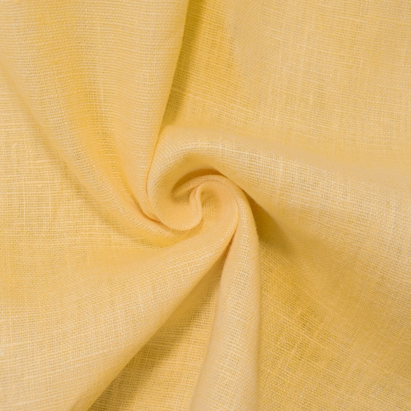 Yellow Linen Cross Hatch Slub Solid Woven Fabric