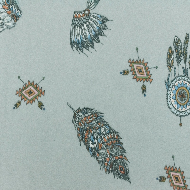 Ash Mist Blue-Multi Famous Designer Dream Catcher Printed Chiffon Fabric