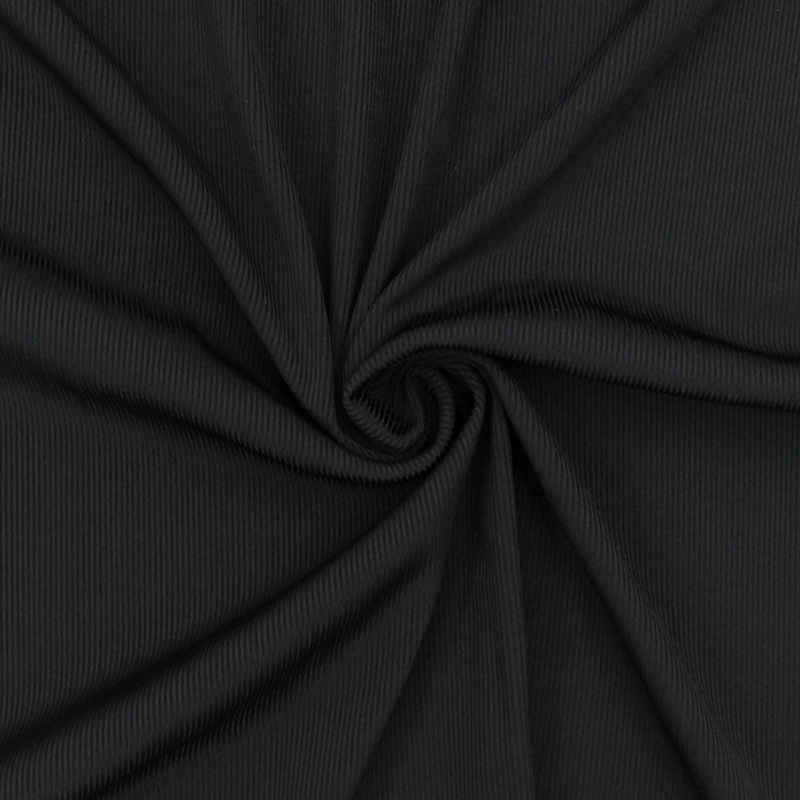 Basic Black Famous Maker Stretch 2×2 Rib Activewear Knit Fabric