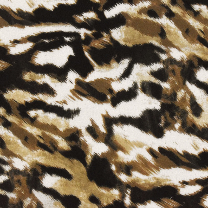 Beige-Brown-Multi Famous Designer Tiger Printed Viscose Crepe Faille Fabric