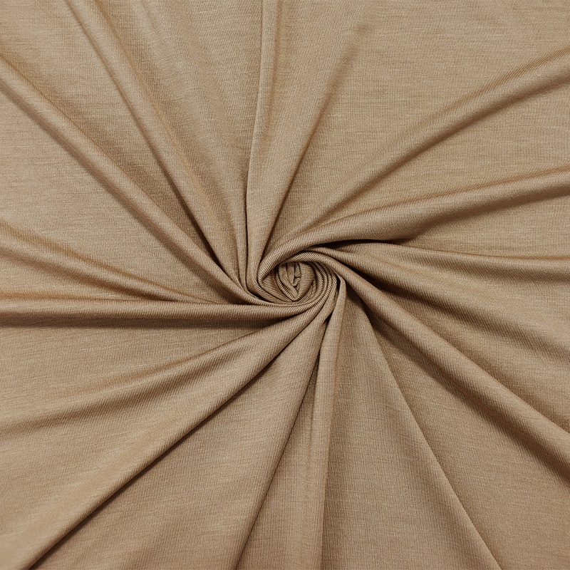 Beige Rayon Stretch Spandex Slub Jersey Knit Fabric